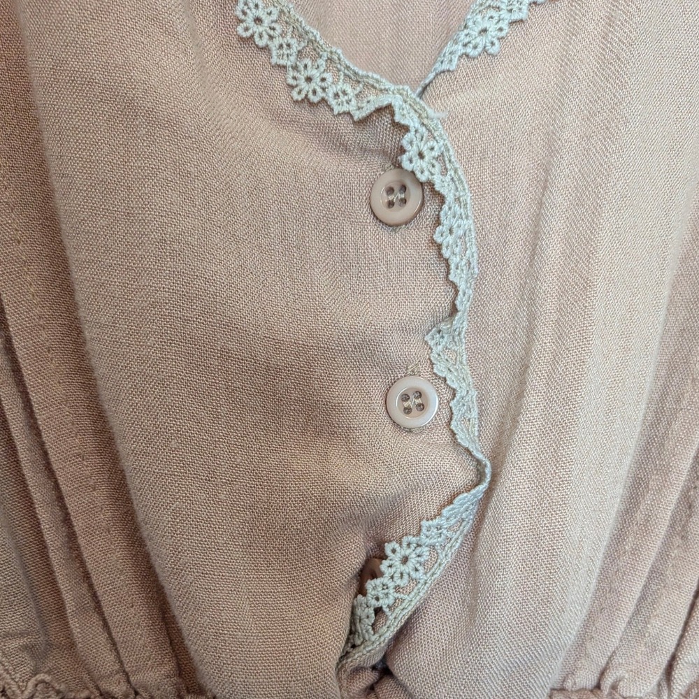 Hudson Gray Womens Peach Lace Trim Empire Waist Blouse Top ET1328 Size Large - Picture 4 of 10